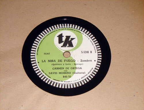 Carmen De Ortega Los Trigales Verdes Disco 10'' 78 Rpm Kktus