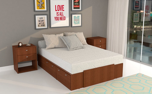 Imagen 2 de 5 de Cama Plataforma Box 2 Plazas 4 Caj 2 Espac Regulable 140 160