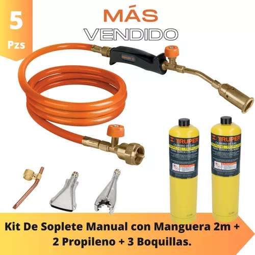 Kit Soplete Gas + Cartucho + Valvula Herramienta Linmex
