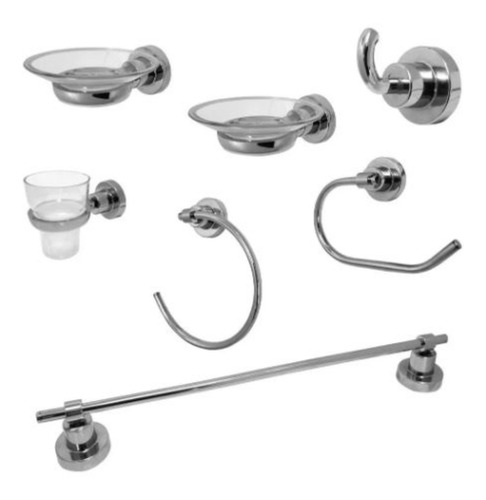 Juego Accesorios Completo Abs Cromo Ibiza Jabonera Metalica