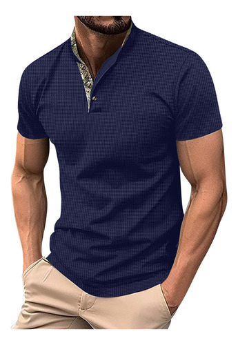 Camiseta Básica Casual Para Hombre Con Cuello Alto Y Cuello