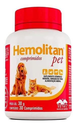 Suplemento Vitamínico Hemolitan Pet 30cps - Vetnil