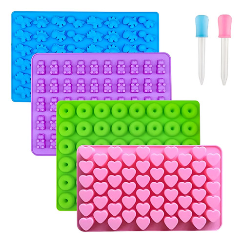 4 Moldes De Silicona Candy Y Bandejas Para Cubitos De Hielo