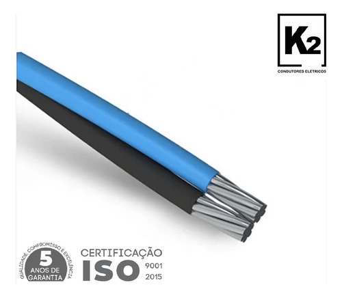 Fio Cabo Aluminio Duplex 16mm Neutro Isolado 180 Metros