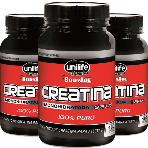 Kit 3 Creatina 500mg - 180 Cápsulas - Unilife Vitamins Sabor Sem sabor