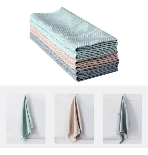 Kit 10 Toalhas De Escama De Peixe E Pano De Prato De Alta Ab