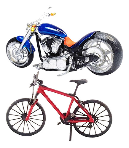 1/64 Pintado Motocicleta Bicicleta Modelo Diorama Figuritas