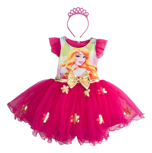 Disfraz Vestido Bebé Niña Princesa Aurora Bella Durmiente Personajes Animados Olán