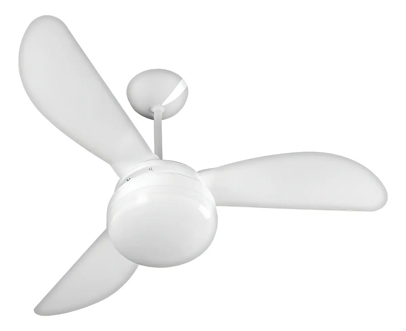 Ventilador de teto Ventisol Fênix branco com três pás de plástico e luminária central