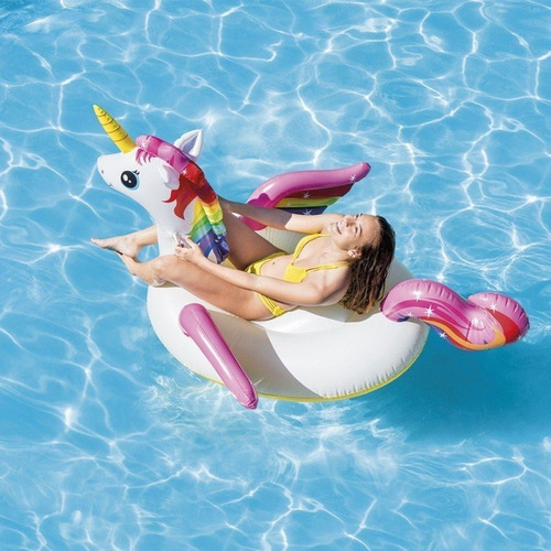 Inflable Unicornio Montable Color Blanco