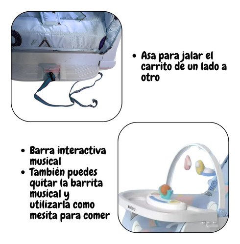 Silla Mecedora Ajustable 3en1 Para Bebes Interactiva Musical