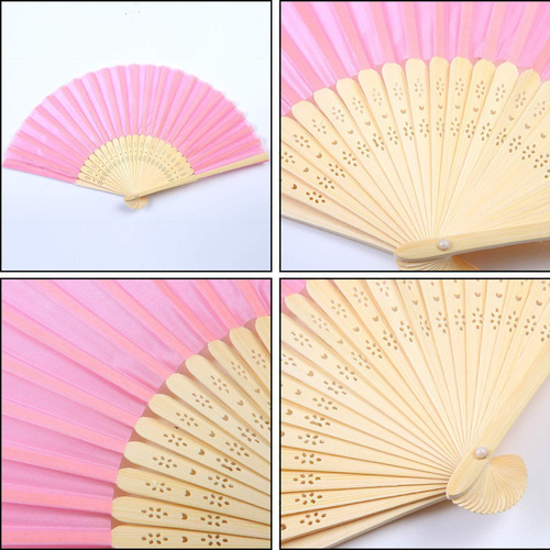 20pzs Abanicos Plegables Mano Rosa Abanicos Tela Para Fiesta