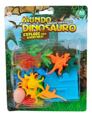 Brinquedo Kit Animais De Plástico 16 Peças Dinossauros