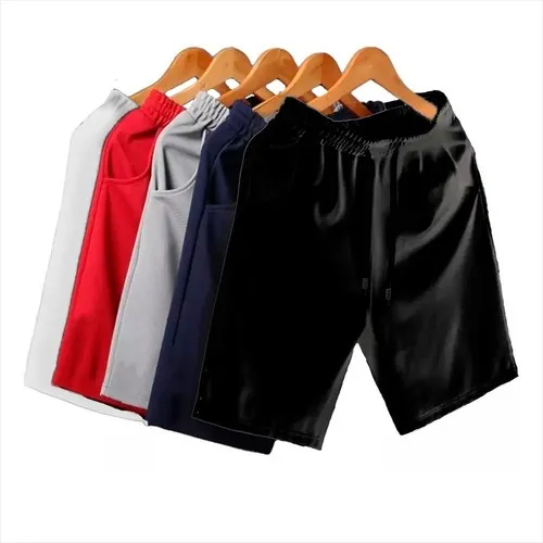 comprar Kit 5 Shorts Moletom Liso Com Amarração Academia Treino Full