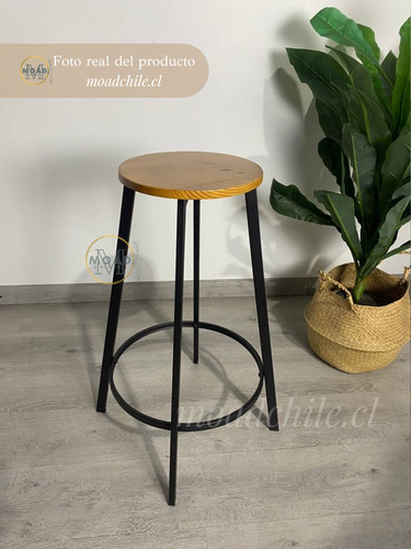 Banco Taburete De Bar Elipse Industrial Asiento De Madera