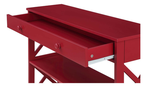 Mueble Oxford Mesa Auxiliar Con Dos Estantes Y Un Cajón Rojo