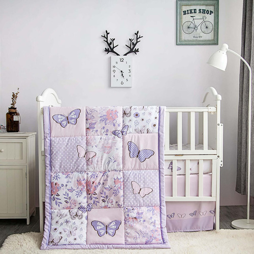La Premura Butterfly Baby Nursery Crib Bedding Set For Girl.