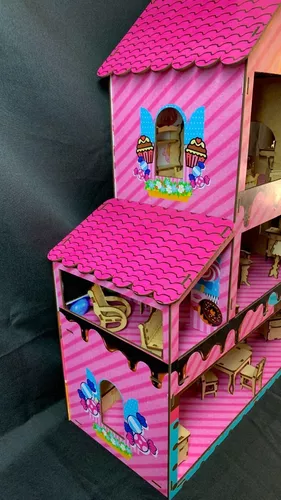 Casa de boneca em MDF casinha 60cm MONTADA