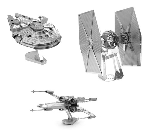 Star Wars - 3 Rompecabezas 3d Metal Halcón, Xwing, Tiefigter