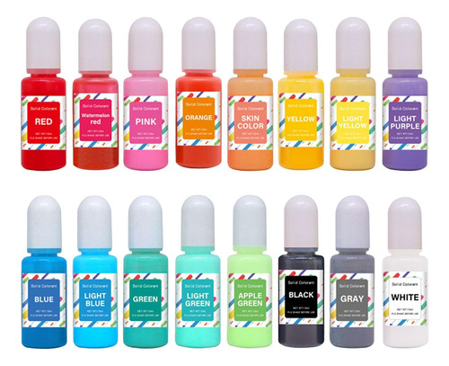 16 Uds Resina Epoxi Color Tinte Colorante Vela Hacer 10ml