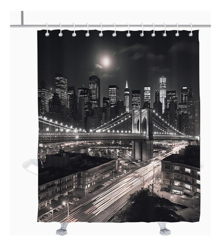 Theblackspot New York City Bridge Modern Shower Curtain Sets
