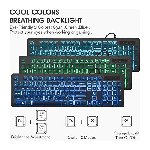 Three Colors Backlit Business Keyboard And Mouse Wired