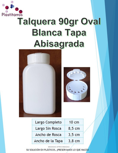 Talquera 90 Gr Blanca Oval Con Tapa Abisagrada