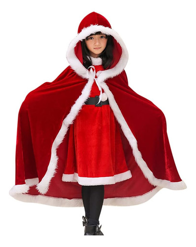 Exlita Adultos Niños Navidad Santa Robe Capa, Terciopelo Con