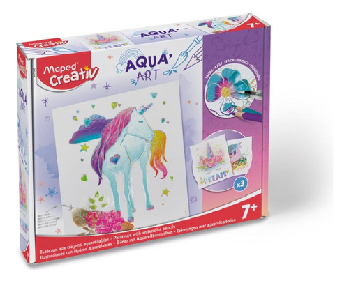 Kit Coloreo Maped Creativ Aqua Art Unicornio Metal 14 Pcs