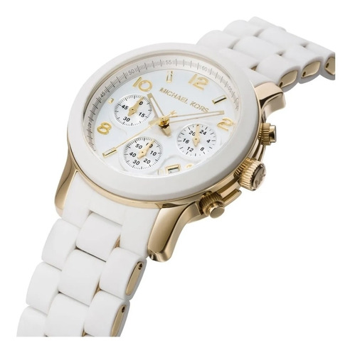 Reloj Michael Kors Mk5145 Runway 39mm Cronógrafo Fechero Color de la correa Blanco Color del bisel Blanco Color del fondo Blanco