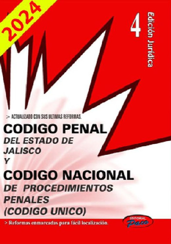 Código Penal De Jalisco Y Cod.nac.de Proc.pen.2024 (ed.jurí