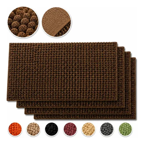 Kit 4 Tapetes de Banheiro 40x60 Antiderrapante Bolinha Macio Marrom
