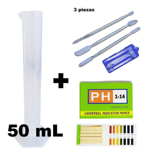 Espátulas Laboratorio + Probeta 50 Ml Polip + 100 Tiras Ph 