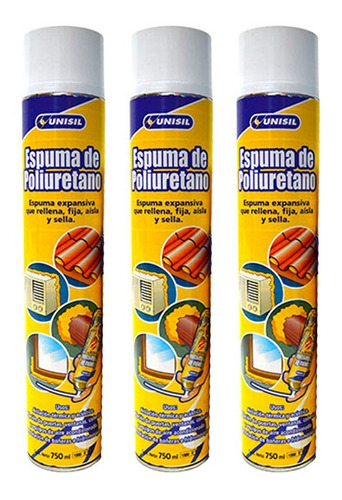 Espuma Poliuretano 750ml Unisil X 3 Unidades