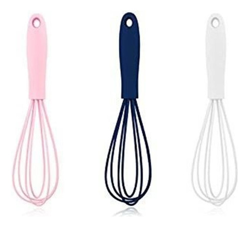 3 Pcs Premium Colorful Kitchen Mini Silicone Whisks - Mi