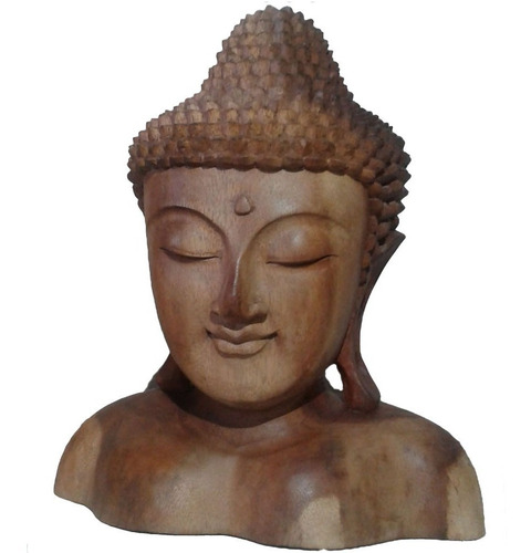 Imagen 1 de 3 de Estatua Cabeza Torso De Buda 30cm Tallado Artesanalmente
