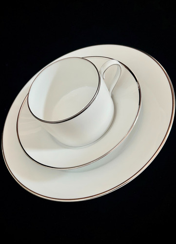 Trio De Te Lorenz Hutschenreuther Germany White Silver C1955 Blanco White Silver Line (Usado)