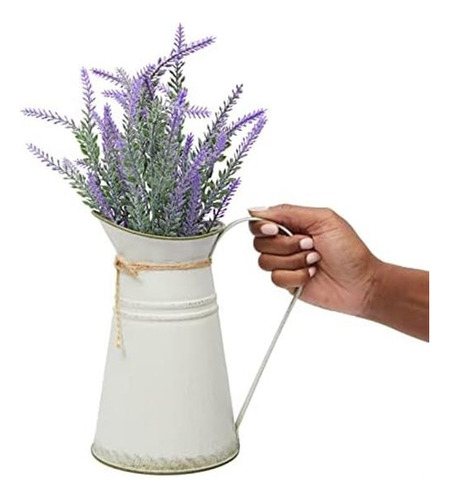 Juego De 2 Flores Artificiales De Lavanda En Jarrón De Jarra