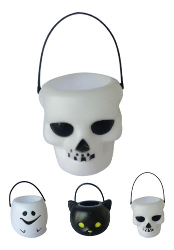 Mini Balde Halloween Craneo Calavera Fantasma Gato Negro 