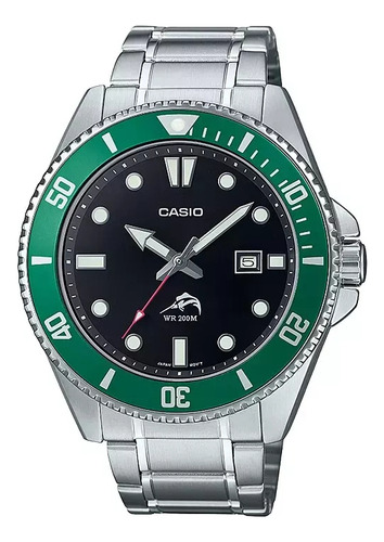 Reloj Hombre Casio Duro Mdv-106dd-1a3v. Marlin 200m Malla Plateado Bisel Azul/rojo Fondo Negro