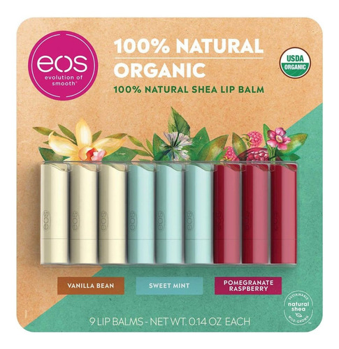 Eos Organic Lip Balm Care Collection, Paquete De 9