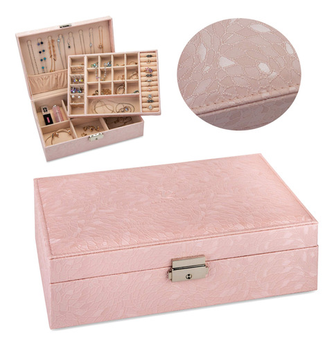 Caja Organizadora Joya Lujo Doble Capa Para Mujer Soporte