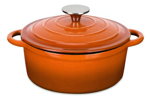 Cacerola Olla De Hierro Fundido Esmaltado Naranja 24x11 Cm