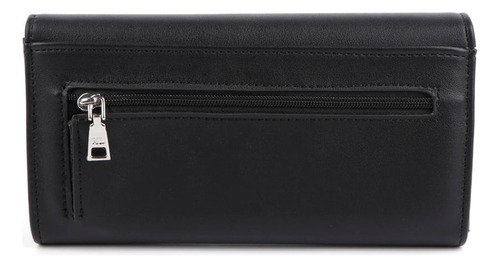 Billetera Fichero Con Solapa Xl Extra Large Clara Negro