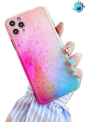 Funda Premium Para iPhone Arcoiris Mujer Brillos Reforzada