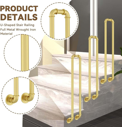 Outdoor Hand Rails For Steps, Fit 1 Or 3 Steps Exterior Stai