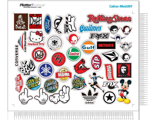 Calcos Stickers Troquelados Autos Motos Skate Plotter7 Látex