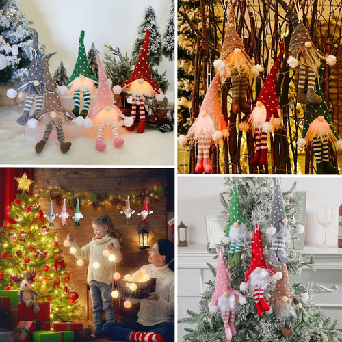 Gnomos Navideño Con Luz Led, 5 Piezas Adornos Navideños