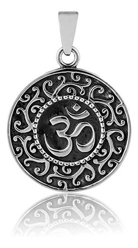 Om - Colgante De Plata De Ley 925, Collar Espiritual Para