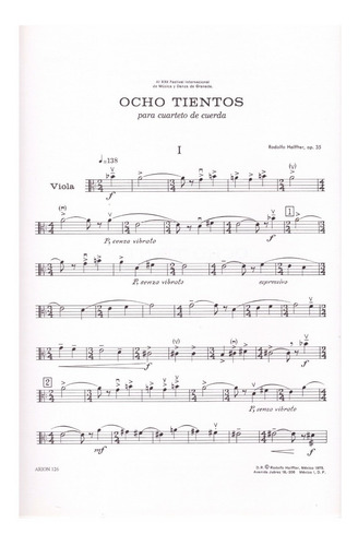 R. Halffter: Ocho Tientos Para Cuarteto De Cuerda (partes).